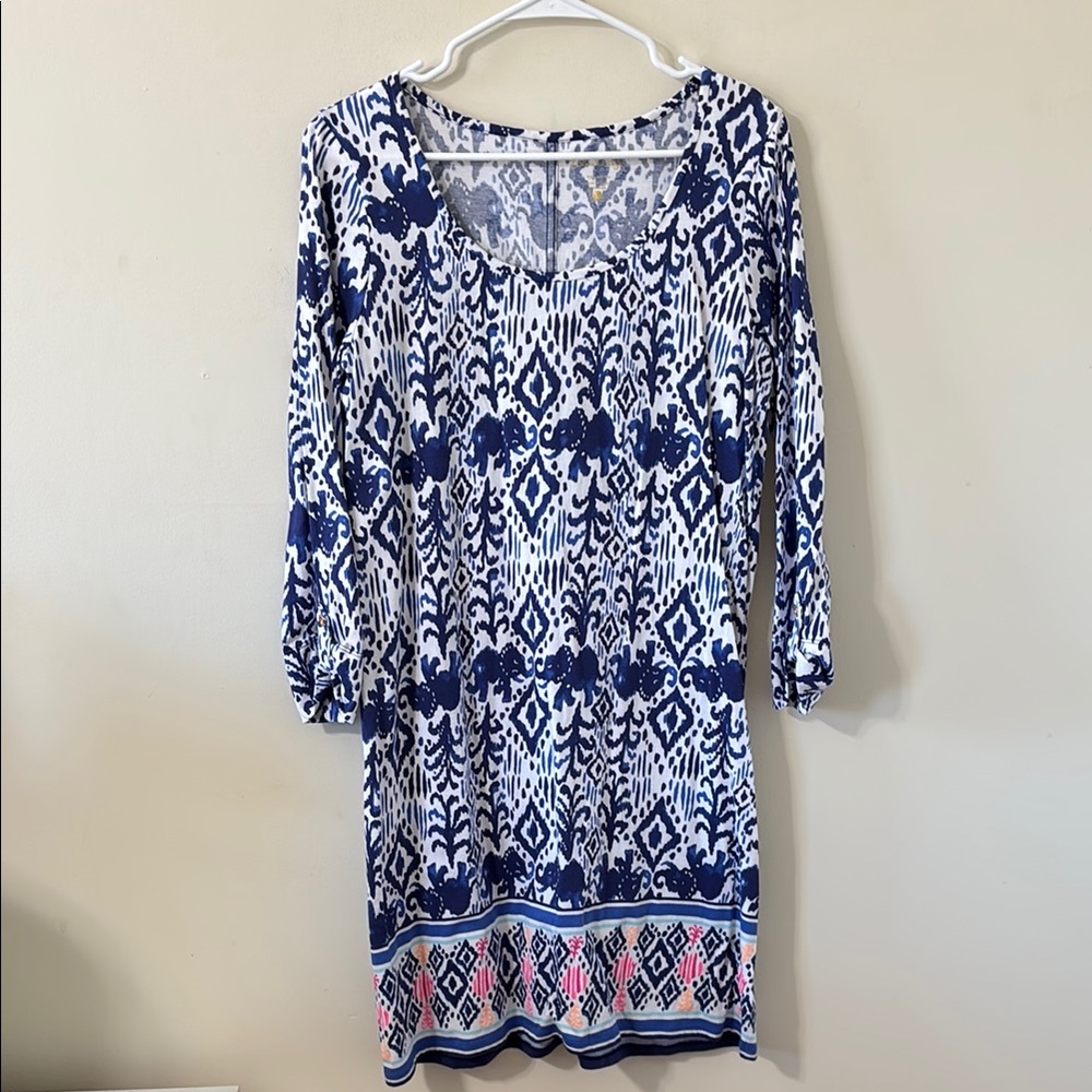 Lilly Pulitzer Ocean Ridge Dress Bright Navy Tons of Fun Engineered Size Large - Picture 2 of 9